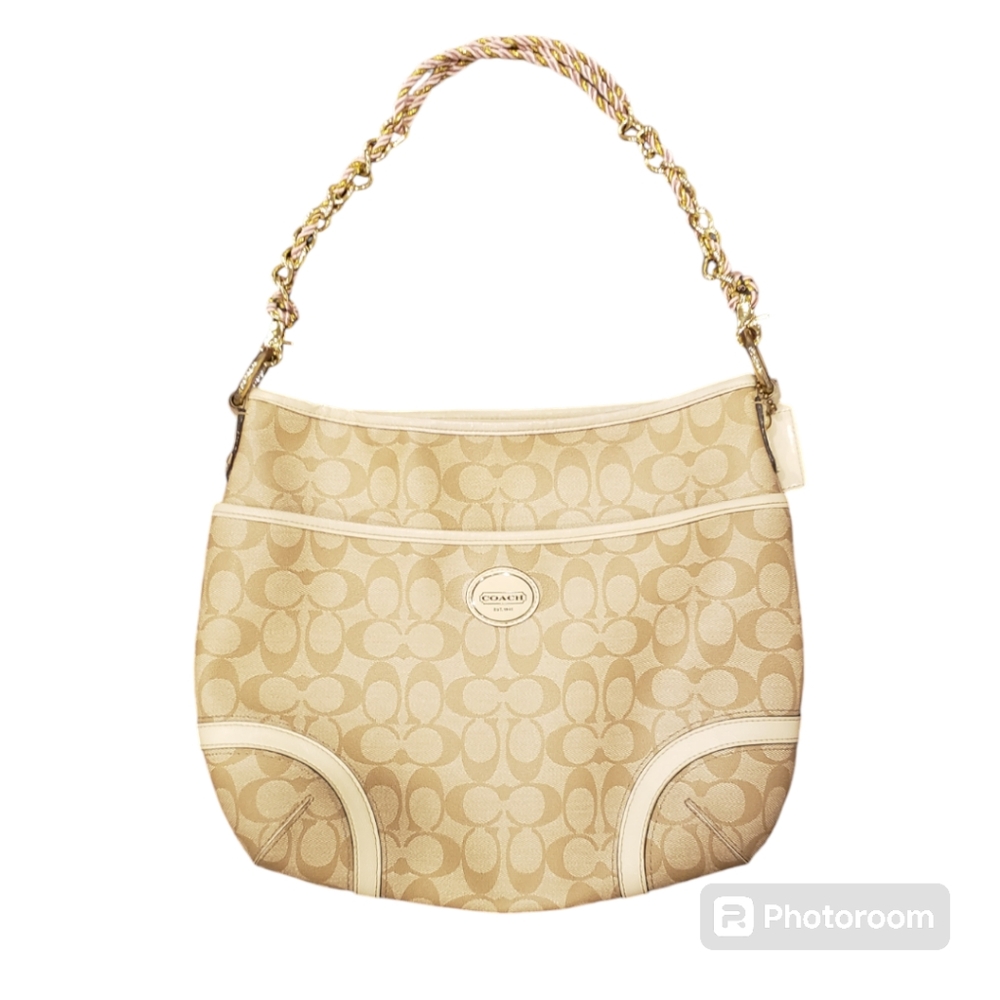 Vintage Coach Peyton Signature Hobo Shoulder Bag With Custom Strap